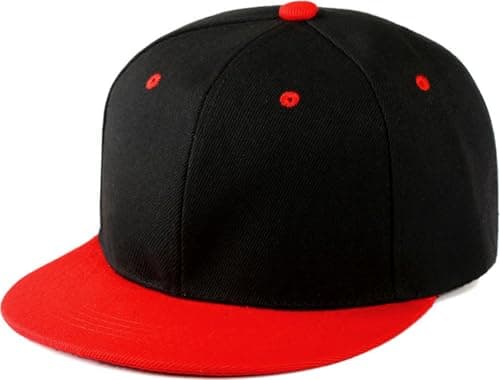 Image of YeeHeen Snapback Hat Flat Bill Visor Hats Adjustable Hip Hop Baseball Cap for Women Men Black Red