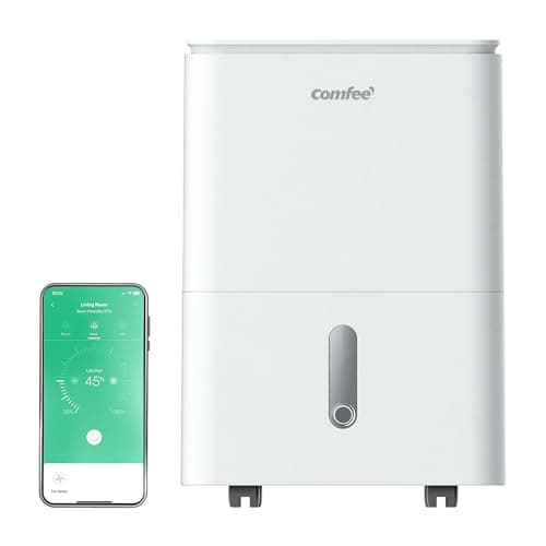 Image of COMFEE' Easy Dry 20L/DAY Dehumidifier for Home, Low Noise Level, Continuous Drainage with Drain Hose, Smart Control, 3L Water Tank, Ideal for Bedroom, Bathroom, Laundry Drying, Attic, Basement, Office