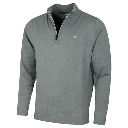 Image of Calvin Klein Mens Campus 1/2 Zip Sweater - Sage - XL