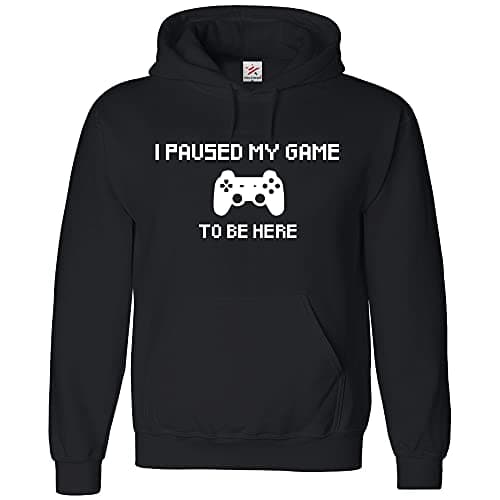 Image of Stars and Stripes I Paused My Game to Be Here Men Organic Cotton Hoodie - Sustainable Textile (Black, Medium)