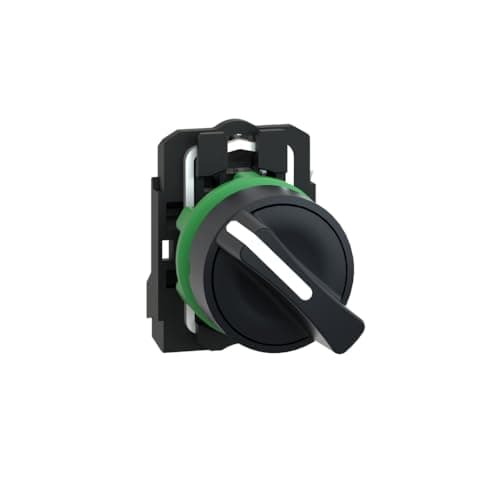 Image of Schneider Electric Harmony XB5 - Selector Switch, Plastic, 2 Positions, Stays Put, Standard handle, 1NO, 22 mm Mount, XB5AD21, Black