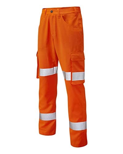 Image of Leo Workwear CT03 Yelland Men Hi Vis Cargo Trousers#32R~Orange