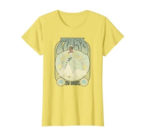 Image of Disney The Princess & The Frog Tiana Seventies Retro Poster T-Shirt, Women, Lemon Yellow, XX-Large