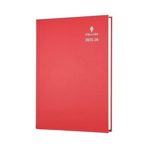 Image of Collins 'Desk' 13 Month Mid/Academic Year Planner, July 2025-July 2026-52M.15-2526 - Day-to-Page Appointments Diary, A5 Hard Cover, Red