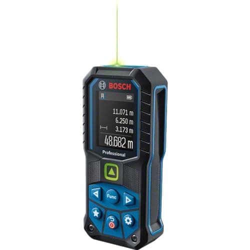 Image of Bosch Professional Laser Measure GLM 50-25 G (Green Laser, Range: up to 50m, Robust, IP65, ± 1.5 mm*, 2x AA Batteries, Hand Strap, Pouch)