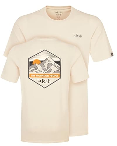 Image of Rab Men's Stance Mountain Peak Tee - Short-Sleeve Graphic T-Shirt for Hiking, Trekking, & Everyday Use - Ecru - X-Large