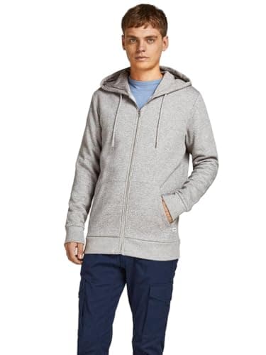 Image of PRODUKT Basic Sweat Cardigan Men Hooded Zip Light Grey M, 85% Cotton, 15% Viscose, Regular