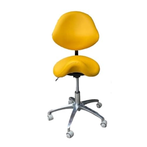 Image of CWCQGH Rotating stoolSaddle Rolling Ergonomic Swivel Stool Chair, Professional Office Chair Saddle Stool with Heavy Duty Metal Base, Studio Hydraulic Rolling Stool,Yellow-One Size