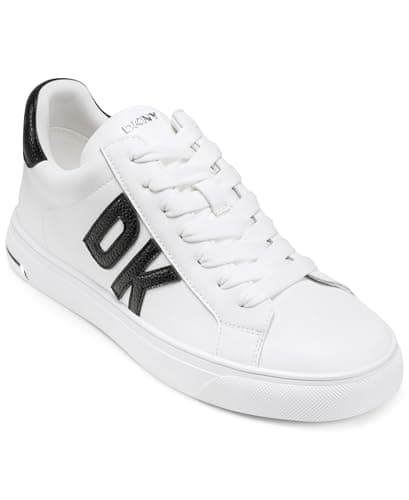 Image of DKNY Women's Abeni Lace Up Trainers, White and Black, 5 UK