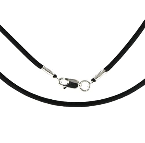 Image of Black 2mm Leather Cord Necklace with Sterling Silver Clasp Length 18 Inch