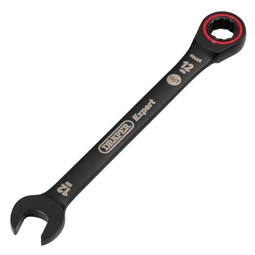 Image of Draper 03883 Expert HI-TORQ Metric Ratchet Combination Spanner, 12mm, Black
