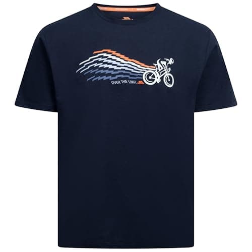 Image of Trespass Mens T-Shirt Otheo - Casual, Round Neck, Short Sleeves, Chest Print, Sideseam Tab, Knitted, 100% Polyester, 150gsm Navy