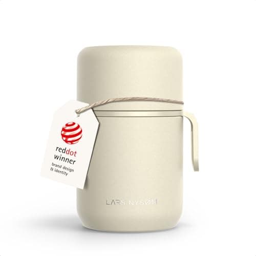 Image of LARS NYSØM Stainless Steel Vacuum Insulated Food Jar - Leakproof Lunch Pot & Lunch Jar for Hot and Cold Food, Wide Mouth Food Jar, Portable Soup Container for Work & Travel (Almond Beige, 500ml)