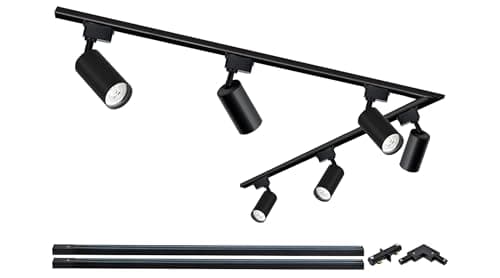 Image of Bravsekai Brightened Track Lighting Heads and Rails Kit, 20W 3000K Plug in LED Track Lights Compatible with H-Type System with 2x1m Track Rails Modern Indoor Spotlight for Accent Lighting