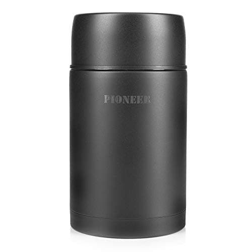 Image of Pioneer Vacuum Insulated Leakproof Soup/Food Flask, 8 Hours Hot 24 Hours Cold, Black, 1000 ml