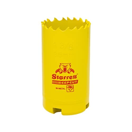 Image of Starrett Deep Cut Hole Saw - DCH0138 Heavy Duty Bi-Metal with Extra Cobalt HSS Teeth - For Metals Wood Cast Iron Fibreglass Plastic Materials - 35mm