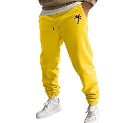 Image of Cocila Mens Sweatpants Thermal Graphic High Waisted Slacks Gym Pants Pattern Printed Joggers with Pockets Glitter Moccasins Women (Yellow, XL) Green Cargo Men Trousers Smart Casual Cargos Combat