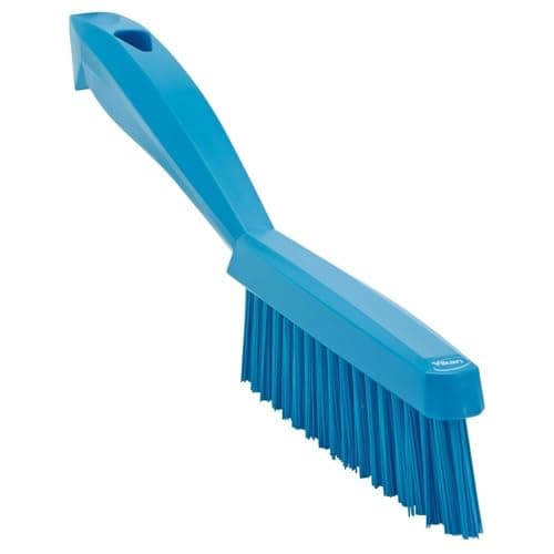 Image of Vikan 41953 Slim, Stiff Bristles, Washing/Sweeping, Hand Brush, Fabric, Upholstery, Carpet, 300mm (Blue)