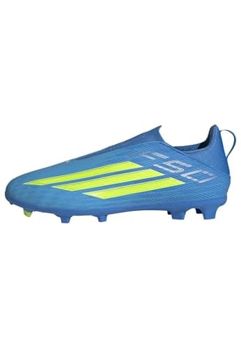 Image of adidas Unisex Kids F50 League Laceless Firm Ground/Multi Ground Football Boots Kids, Lucid Ray Blue/Team Solar Yellow 2/Lucid Aquamarine, 13 UK Child