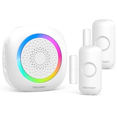 Image of TECKNET Wireless Door and Window Open Sensor Alarm Chime, 1000Ft Operating Range 61 Chimes Adjustable Volume with Mute Mode LED Indicators Door Open Alert, Door Alarm Sensor for Home Store Office