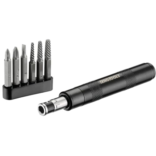 Image of Teng Tools 7 Piece 1/4 Inch Drive Mini Reversible Manual Hand Impact Driver/Extractor Set - IDSE7