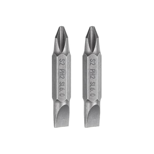 Image of sourcing map 2pcs Magnetic Double Ended Screwdriver Bit 6mm PH2/SL6 1.5" Length 1/4" Hex Shank S2 Steel Phillips Cross Slotted Flat Screw Driver Bit, Grey