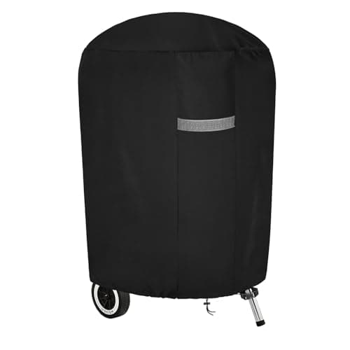 Image of Dokon Premium Kettle BBQ Covers Waterproof Heavy Duty Oxford Fabric Round Barbecue Cover with Air Vents, Windproof Anti-UV Charcoal Grill Cover, Gas Barbeque Covers for Weber (Ø71 x 68cm) - Black