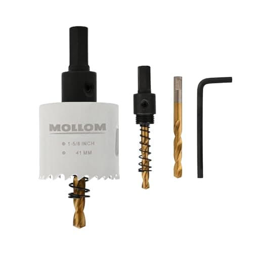 Image of Mollom (41mm | 1-5/8") HSS M42 with 8% cobalt BI-Metal Hole Saw with 2 Pilot Drill Bits & Arbor Smooth Cutting for PVC,Drywall,Wood,Plastic,Gypsum Board,Rubber