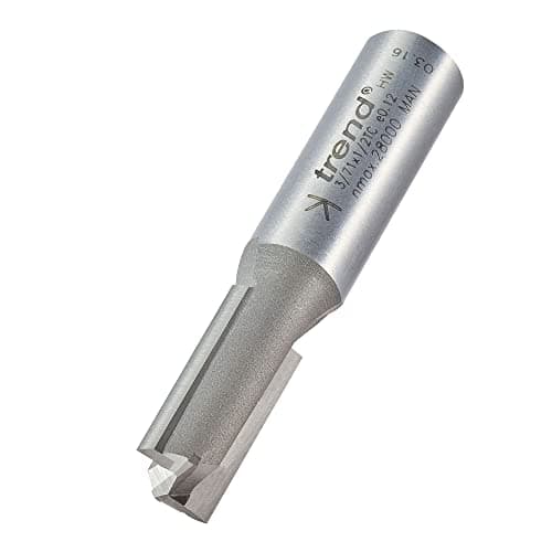 Image of Trend Professional Straight Two Flute Router Cutter, 1/2 Inch Shank, 12mm Cut Diameter, 25mm Cut Length, Tungsten Carbide Tipped, 3/71X1/2TC