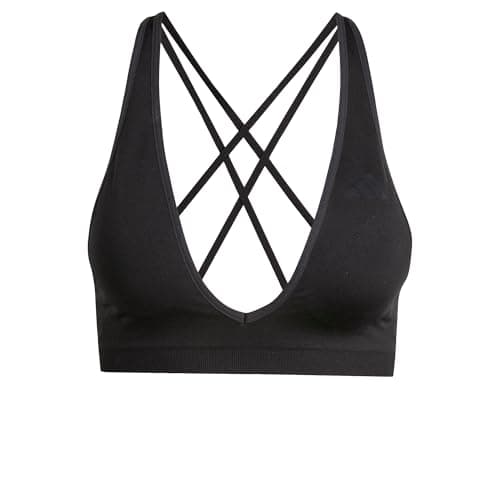 Image of adidas Women's Workout Essentials Seamless Knit Light Support Bra, Black, M