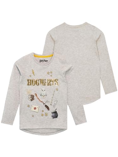 Image of Harry Potter Girls Hogwarts Long Sleeve Top Grey Age 5 to 6 Years