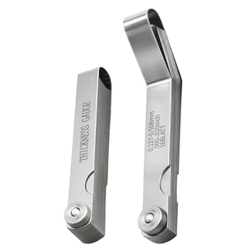 Image of 2 Pcs Feeler Gauge Set, Stainless Steel Feeler Gauges, Dual Marked Metric and Imperial, 32-Blade Straight and 16-Blade Offset Gauges for Guitar, Spark Plug, Piston Measure
