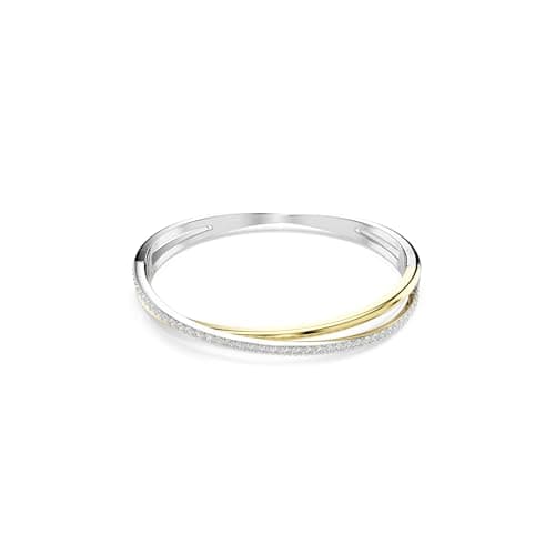 Image of Swarovski Hyperbola Bangle Bracelet, Overlapping Design with Clear Round-Cut Crystals in a Mixed Metal-Finished Setting, Size S, Part of the Hyperbola Collection
