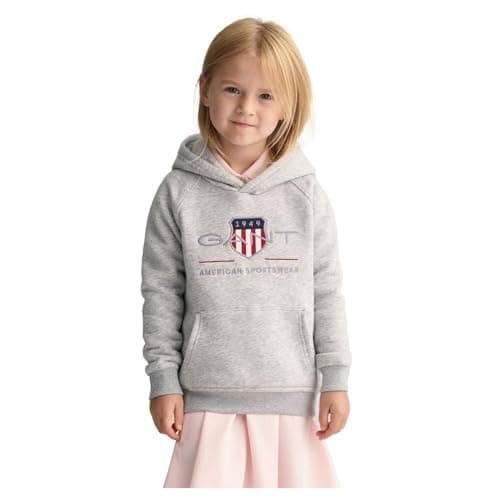 Image of GANT Unisex Kinder ARCHIVE SHIELD RAGLAN HOODIE Hooded Sweatshirt, LIGHT GREY MELANGE,