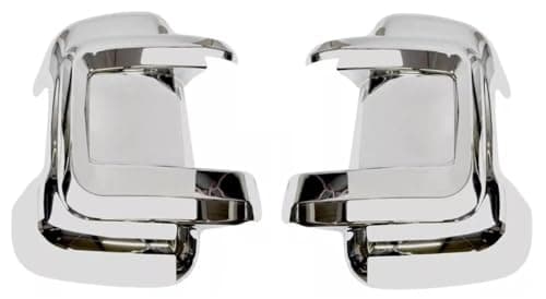 Image of Fit Fiat Ducato Peugeot Boxer Citroen Relay 2006-2024 Vauxhall Movano 2019-2025 Short Arm Wing Mirror Cover Protector Pair L+R Chrome (Fiat Ducato 2006-2024, Fits Only Short Arm Vans)