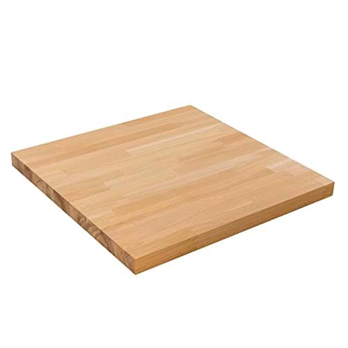Image of domli Solid Wood Oak Table Top | 600m x 600mm x 40mm | Top Grade European Wooden Large Square Kitchen Dining Tabletop Worktop Desktop Countertop Workstation