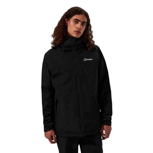 Image of Berghaus Men's Deluge Pro Insulated Waterproof Shell Jacket | Adjustable | Durable Coat | Rain Protection Waterproof Jacket, Black/Black, XL