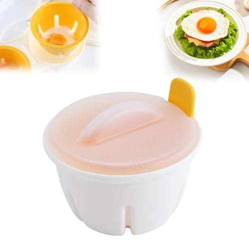 Image of Microwave Egg Poacher, Egg Poacher Microwave Egg Cooker, 2-Cup Silicone Poached Egg Cooker with Drain Holes, BPA-Free Double Egg Poaching Cups, Quick & Easy Egg Maker for Breakfast (Yellow)