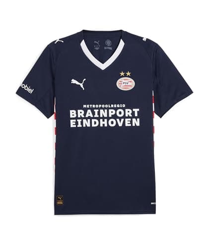 Image of Puma Mens PSV Away Shirt 2025 2026 Adults Short Sleeve Domestic Replica Navy/White XXL