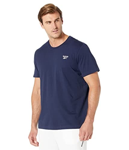 Image of Reebok Men's Tee T-Shirt, Vector Navy/Small Logo White, 3X-Large