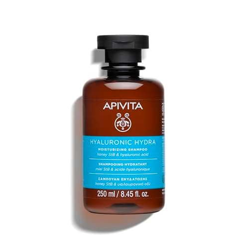 Image of Apivita Hyaluronic Hydra Shampoo 250ml - Natural moisturizing shampoo with hyaluronic acid,and honey StB - Offers deep hair hydration, frizz control, hair breakage and split ends prevention