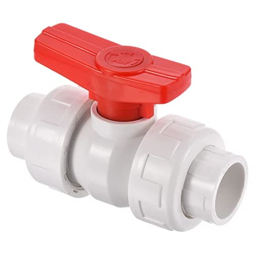 Image of PATIKIL 25mm ID Double Union Ball Valve, 1 Pack PVC Socket Type Shut-Off Valve Switch for Water Flow Control, White