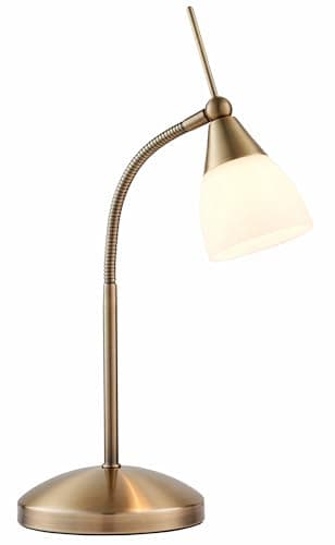 Image of National Lighting Bedside Table Touch Lamp - Night Light with Touch Control - Gooseneck Desk Lamp with Opal Glass Light Shade - Decorative Lamp for Bedroom – Antique Brass - G9