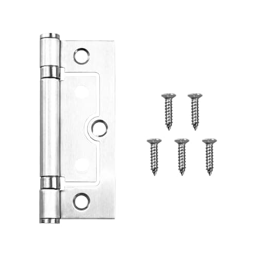 Image of 10Pcs 3 Inch Flush Door Hinges, Stainless Steel No Noise Folding Butt Hinges with Screws, Mute Bearing Hinge for Internal External Doors/Cupboards/Windows/Wardrobes/Drawer/Boxes/Closet (Sliver)