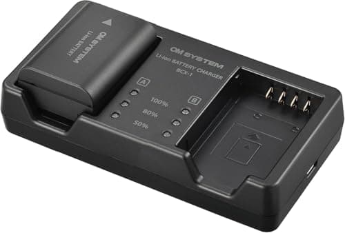 Image of OM SYSTEM SBCX-1 Battery Charger Kit with BLX-1 High-Capacity Lithium-Ion Battery for OM-1, OM-1 Mark II and OM-3, Dual Charger, Fast Charging, Long Life