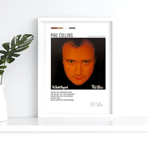 Image of Phil Collins White No Jacket Required Tracklist Lyrics Quotes Tour Retro Album A4 A3 Music Wall Art Print Unframed Poster Concert Festival Glossy Artwork Unique Home Décor Gift Bedroom (A3)