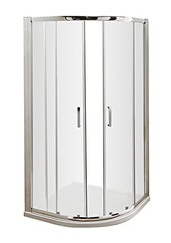 Image of nuie AQU10H3 Pacific Modern Bathroom Easyfit Quadrant Shower Enclosure with Sliding Doors, 6mm Toughened Safety Glass and Round D-Handle, 1000mm, Polished Chrome, 1000 x 1000mm