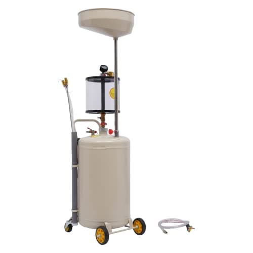 Image of HINOPY 17.6 Waste Oil Drainer, 80L Oil Drain Tank Garage Portable Air Operated Fluid Drain Disposal Mobile Oil Manual Discharge with Wheels and Cup