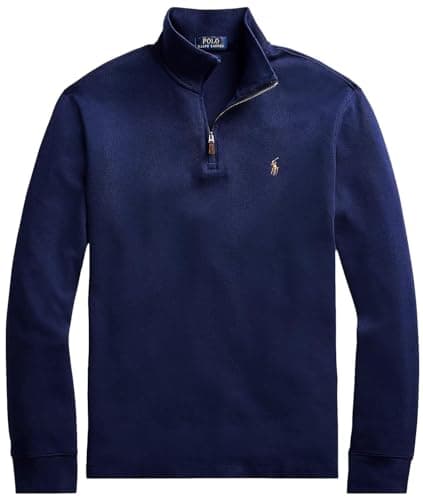 Image of Polo Ralph Lauren Mens Long Sleeve Fleece Quarter Zip Sweatshirt, Ralph-lauren Navy, XXL