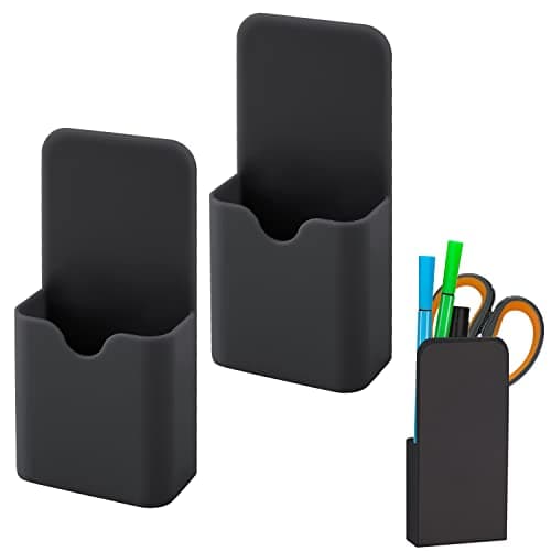 Image of LUTER 2pcs Magnetic Pen Marker Holders, S Size Magnetic Pen Pencil Holder Organizer Home Office Supplies for Refrigerator Whiteboard Locker (Black)